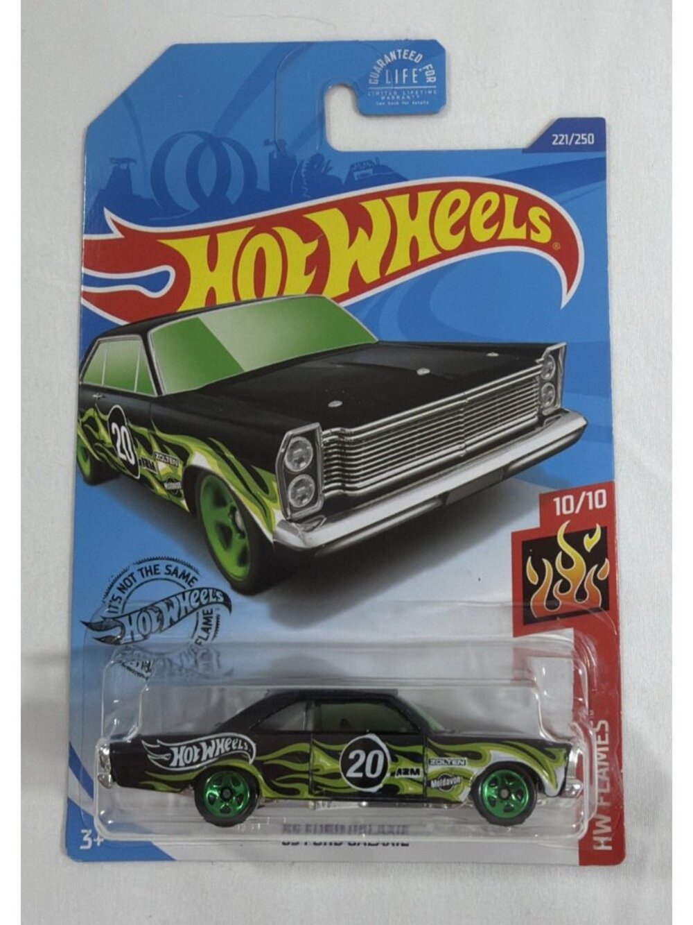 2020 Hot Wheels ’65 Ford Galaxie Black Green Flames 10/10 221/250 Sealed N23